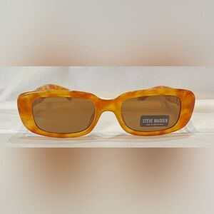 STEVE MADDEN Felicia Tortoise/Orange Gold Rectangle Framed Sunglasses NWT!